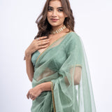 Naina green organza saree
