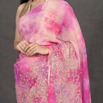 Gul Festive Pink Shibori Saree Sarees Aynaa 