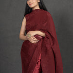 Pleated Red Saree Sarees Aynaa 