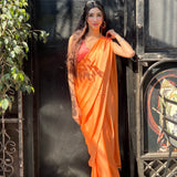 Royal Orange Pre-Draped Saree