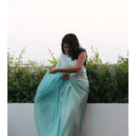 Shimmer Light Blue Satin Saree Sarees Aynaa 