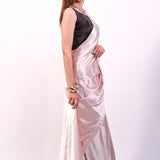 Rose Gold Satin Saree