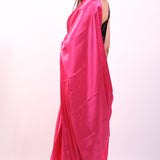 Hot Pink Satin Saree