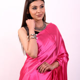 Hot Pink Satin Saree