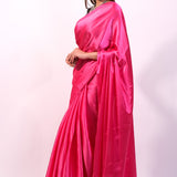 Hot Pink Satin Saree