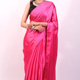 Hot Pink Satin Saree