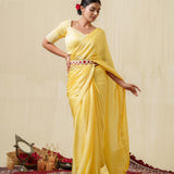 Ragini yellow saree with belt