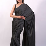 Black Satin Saree