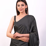 Black Satin Saree