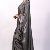 Charcoal Satin Saree