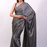 Charcoal Satin Saree