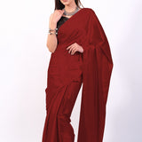 Maroon Satin Saree