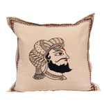 Handpainted King Beige Cushion Cover Cushion Aynaa 
