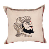 Handpainted King Beige Cushion Cover Cushion Aynaa 