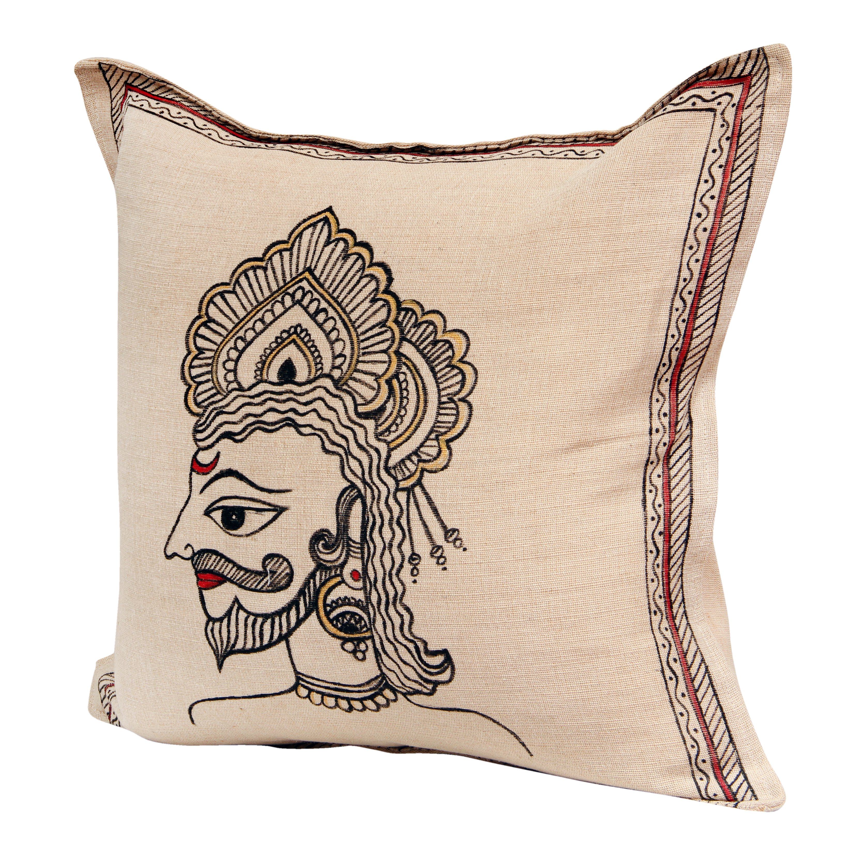 Rajasthani Handpainted Cushion Cover Cushion Aynaa 