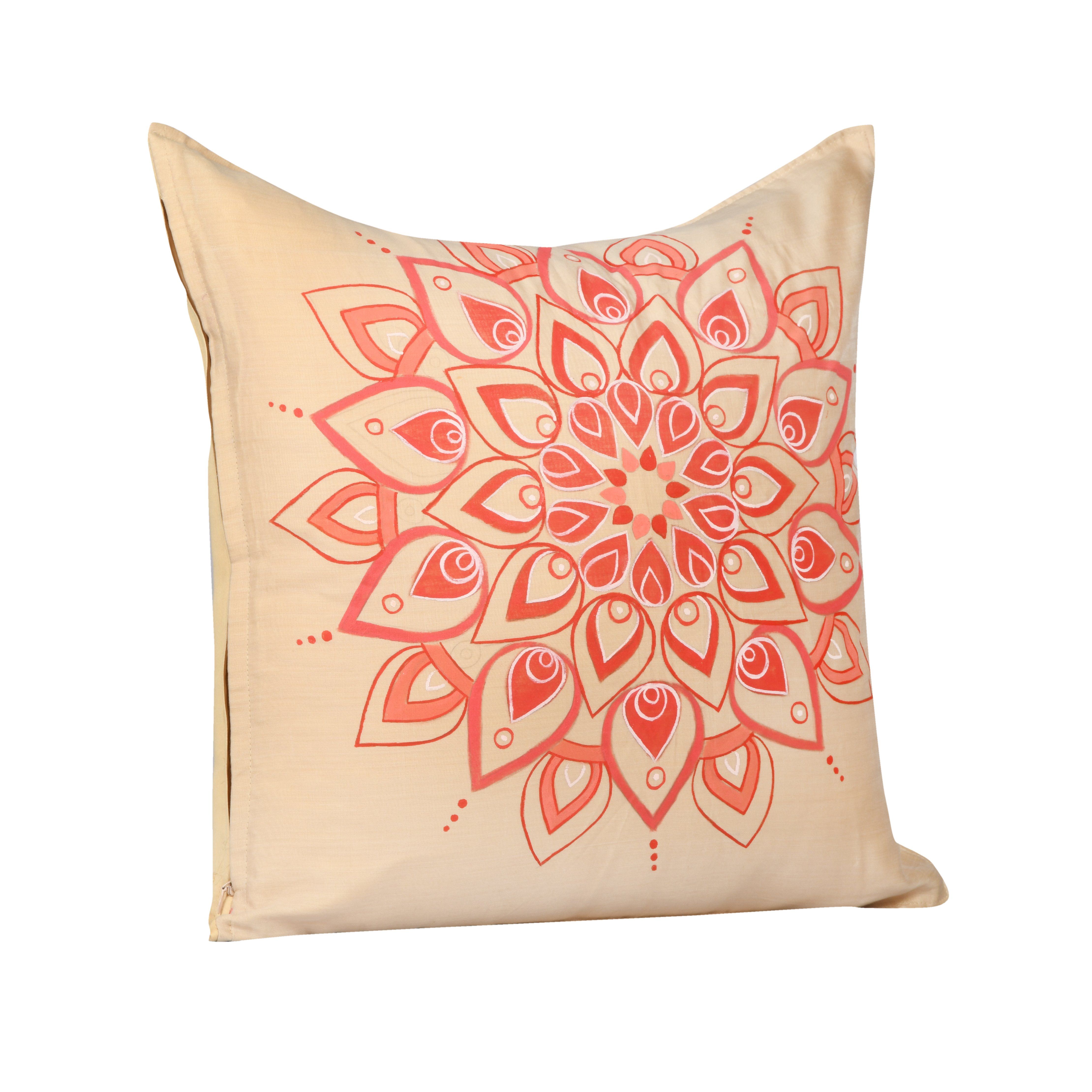 Mandla Red Handpainted Cushion Cover Cushion Aynaa 