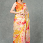 Narangi Tie-Dye Festive Chanderi Saree Sarees Aynaa 