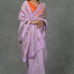 Handpainted and Handworked Lavender Saree Sarees Aynaa 