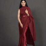 Pleated Red Saree Sarees Aynaa 