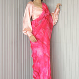 Pink Marble Silk Saree Sarees Aynaa 