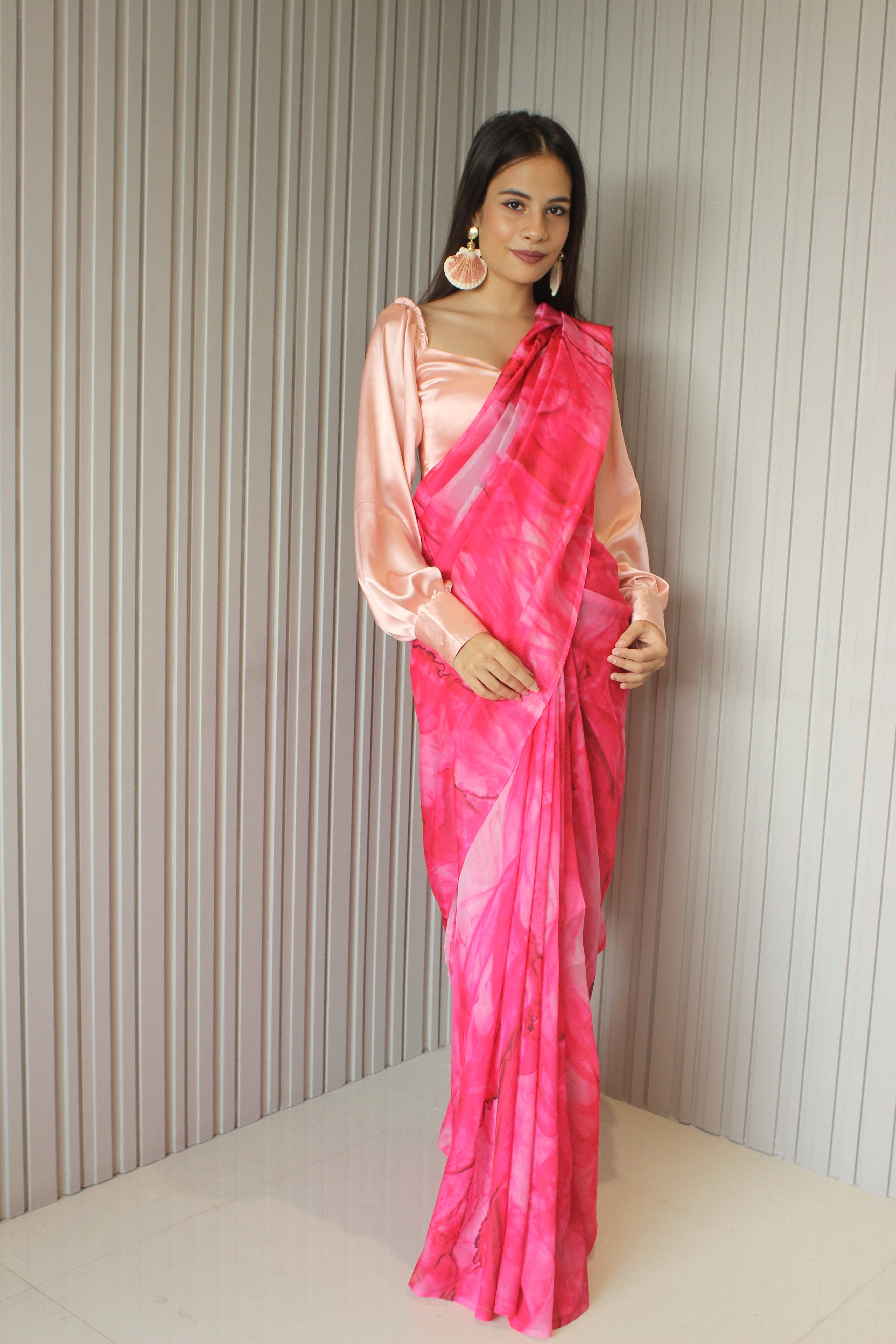 Pink Marble Silk Saree Sarees Aynaa 