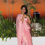 Shimmer Light Pink Satin Saree Sarees Aynaa 