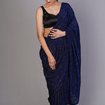Shimmery Sequined Midnight Blue Saree Sarees Aynaa 