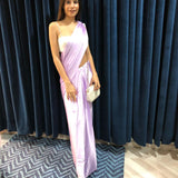 Pre-draped Lavender Satin Saree Sarees Aynaa 