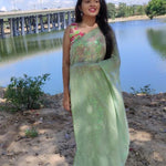 Sequined Green Festive Saree Sarees Aynaa 