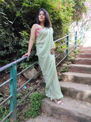 Sequined Green Festive Saree Sarees Aynaa 