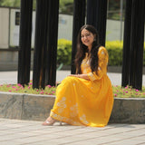 Yellow Floral Chikankari Set Sets Aynaa 