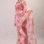 Festive Pink Organza Saree Sarees Aynaa 